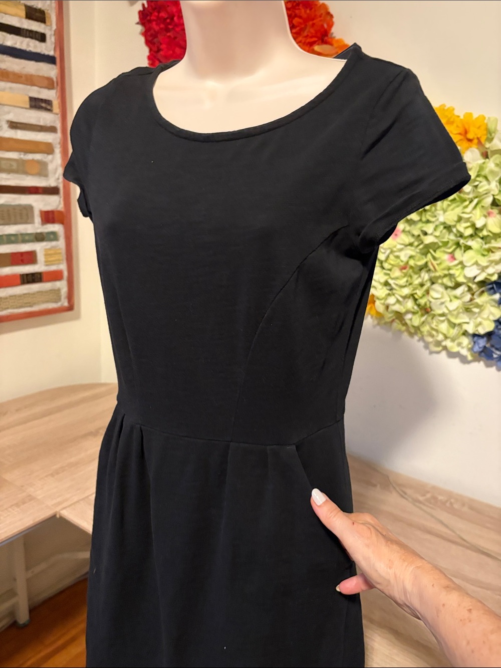 Boden Pocket Dress Black Minimalist 💯 Cotton - Picture 6 of 8